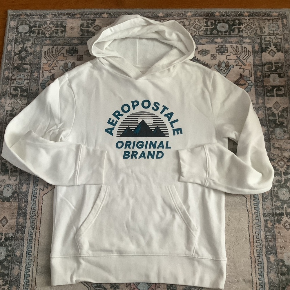 Aeropostale White Hoodie with Blue Logo